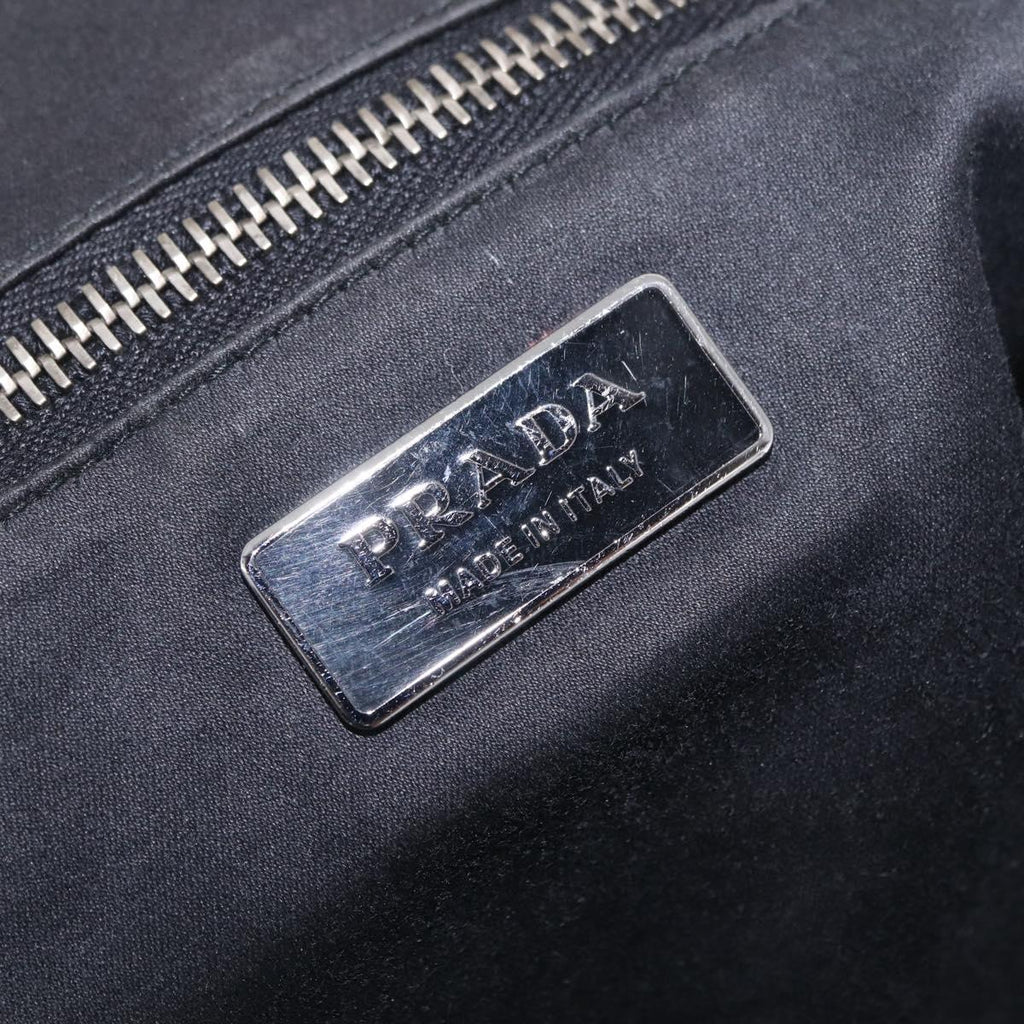 PRADA Hand Bag Velor Black Silver Auth BA15923V