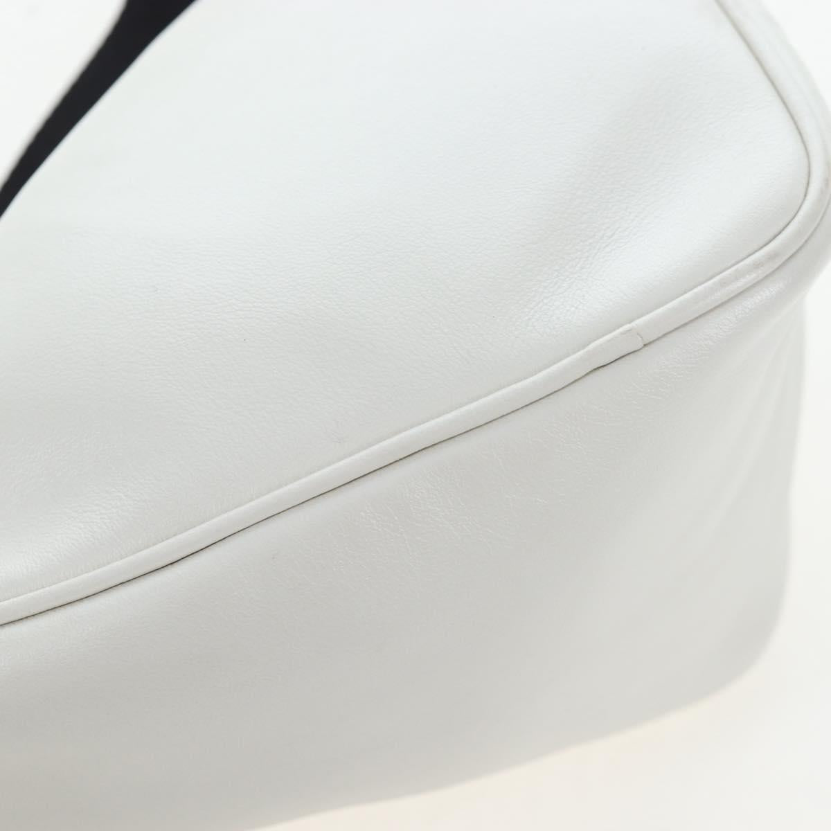 PRADA Shoulder Bag Leather White Silver Auth BA16048M