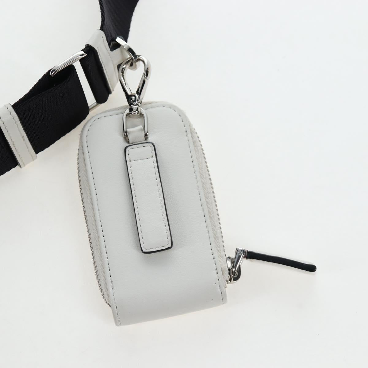 PRADA Shoulder Bag Leather White Silver Auth BA16048M