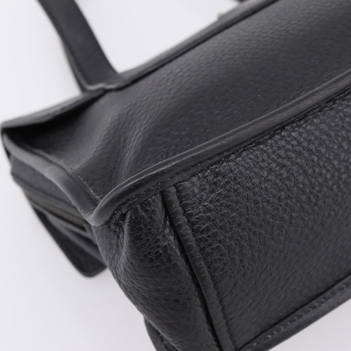 PRADA Tote Bag Leather Black Silver Auth BA16052A