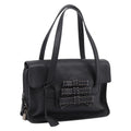 PRADA Tote Bag Leather Black Silver Auth BA16052A