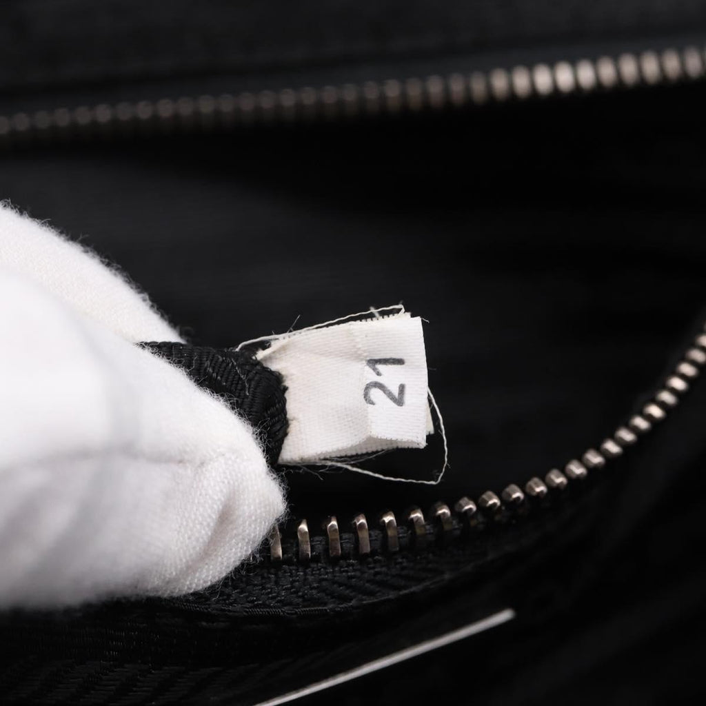 PRADA Tote Bag Leather Black Silver Auth BA16052A