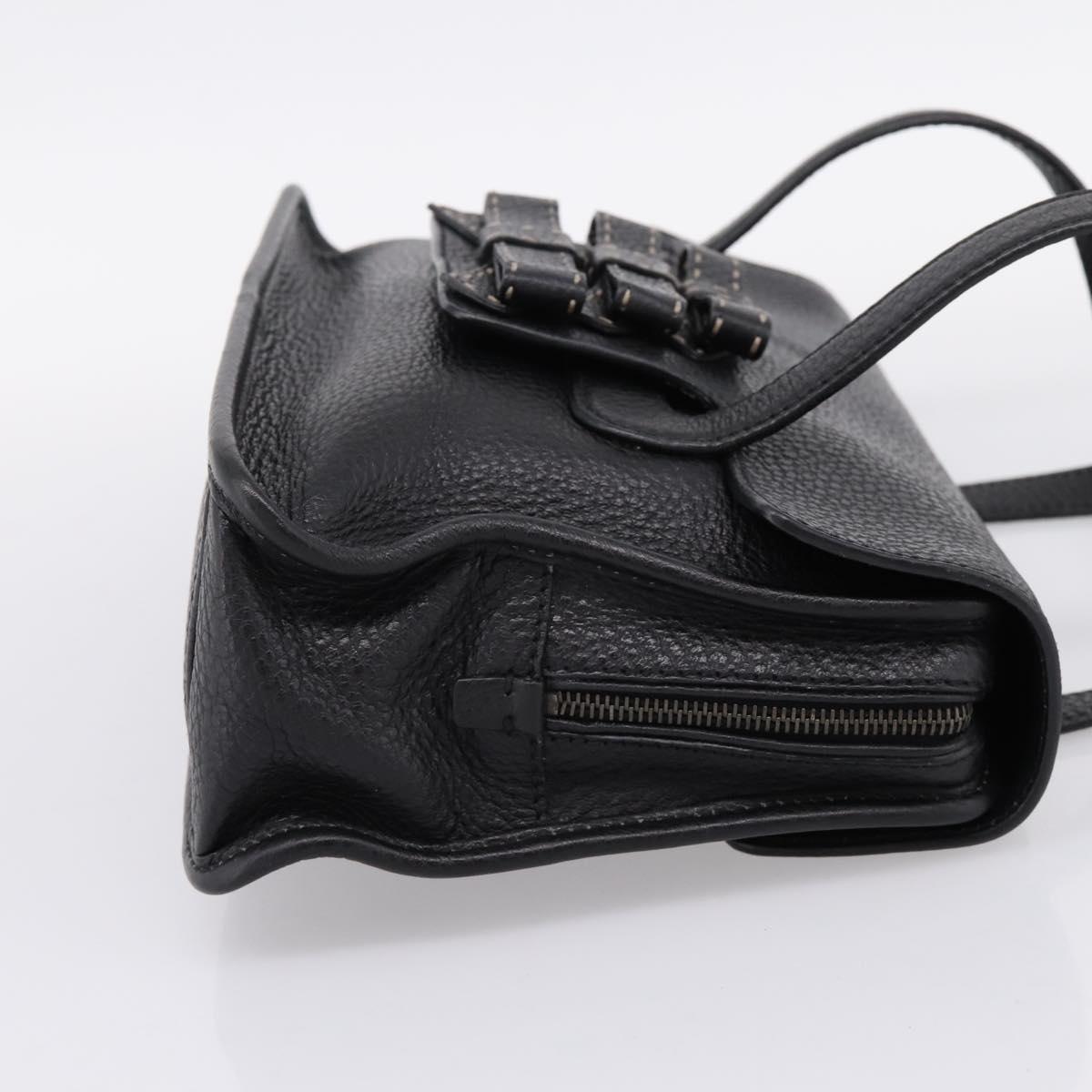 PRADA Tote Bag Leather Black Silver Auth BA16052A