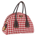 PRADA Hand Bag Canvas Red Gold Tone Auth BA16272V