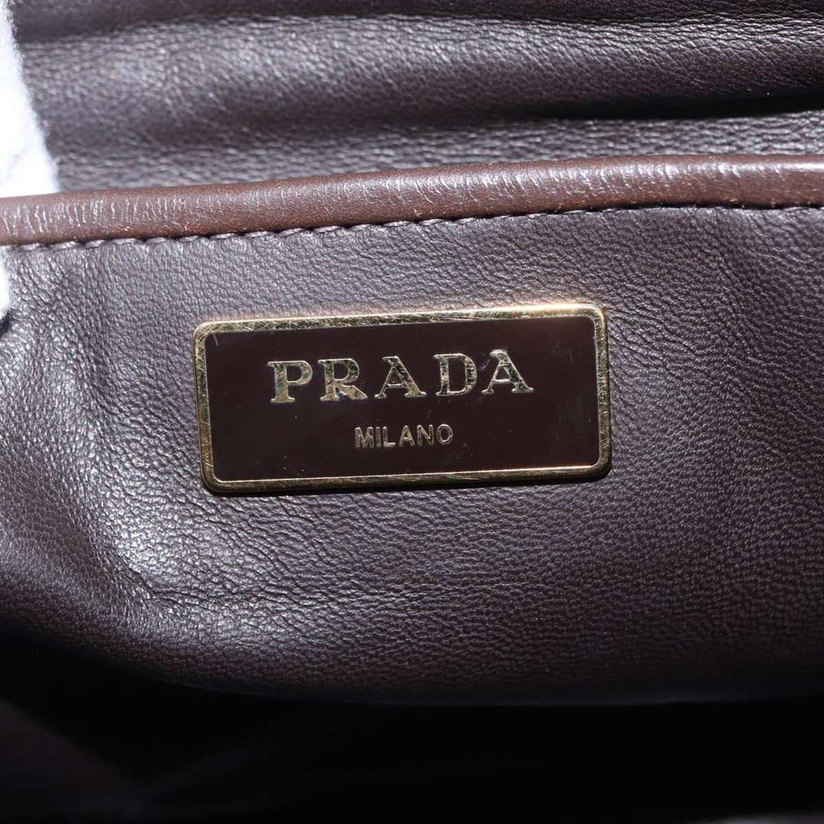 PRADA Hand Bag Canvas Red Gold Tone Auth BA16272V