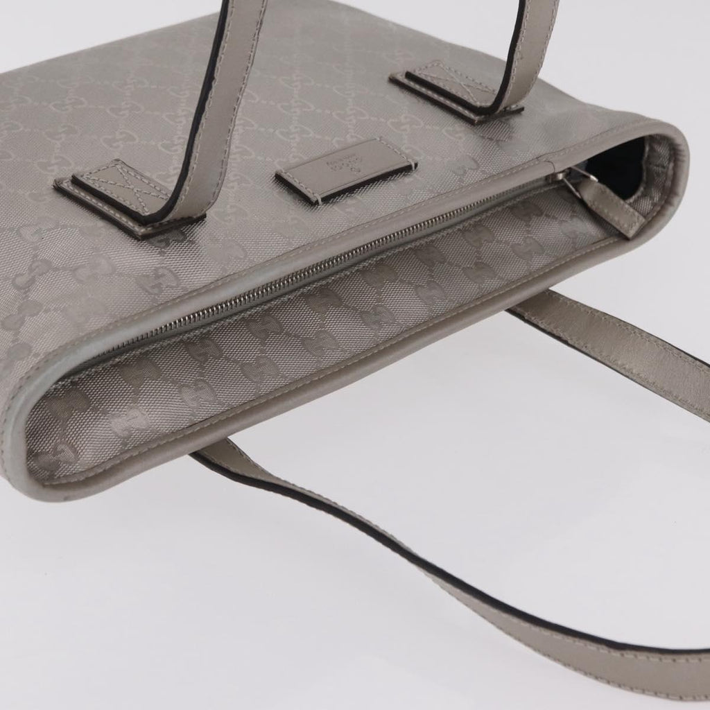 GUCCI GG Implementation Hand Bag PVC Silver 211138 Auth BA16353