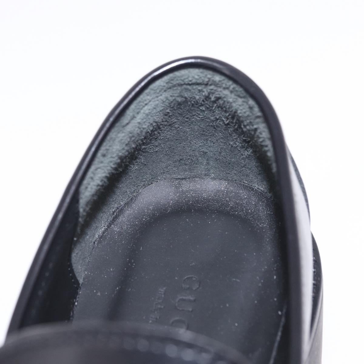 GUCCI Horsebit loafers Leather 37 1/2 Black Silver Auth BA16654M