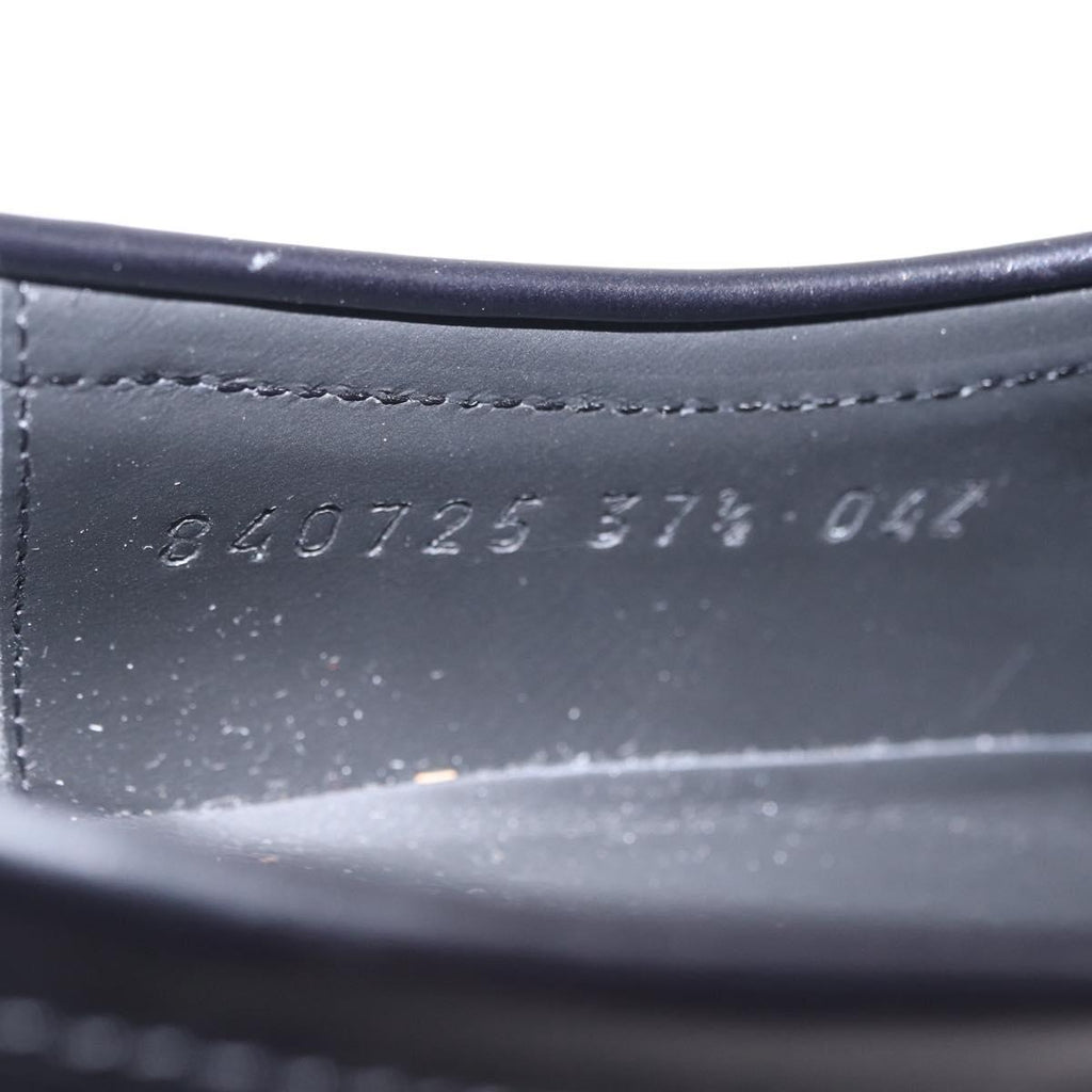 GUCCI Horsebit loafers Leather 37 1/2 Black Silver Auth BA16654M