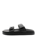 Grained Calfskin Sunset Comfort Flat Sandals 41 Black