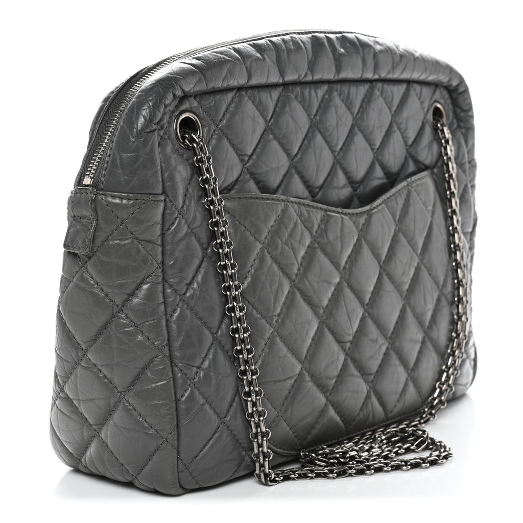 Aged Calfskin Quilted Large Reissue Camera Case Grey