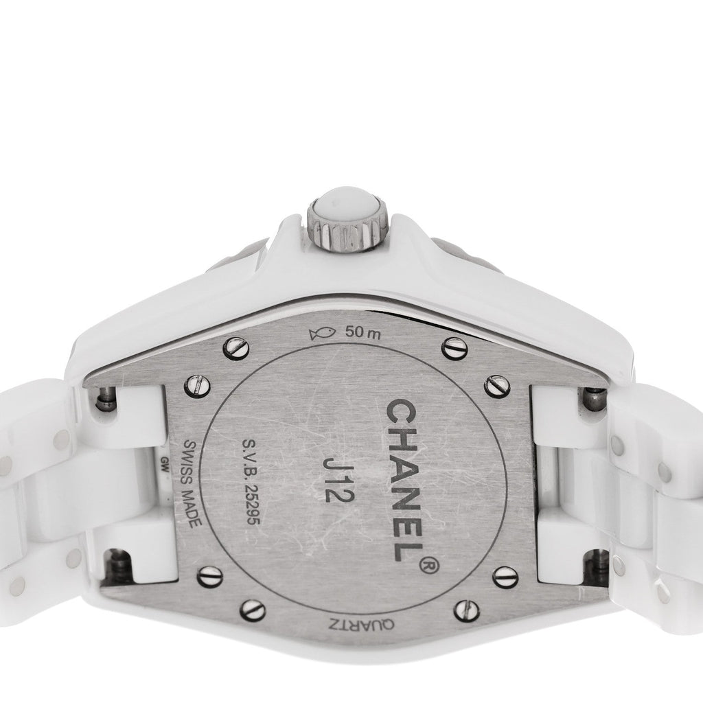 Stainless Steel Ceramic Diamond Bezel 33mm J12 Quartz Watch White