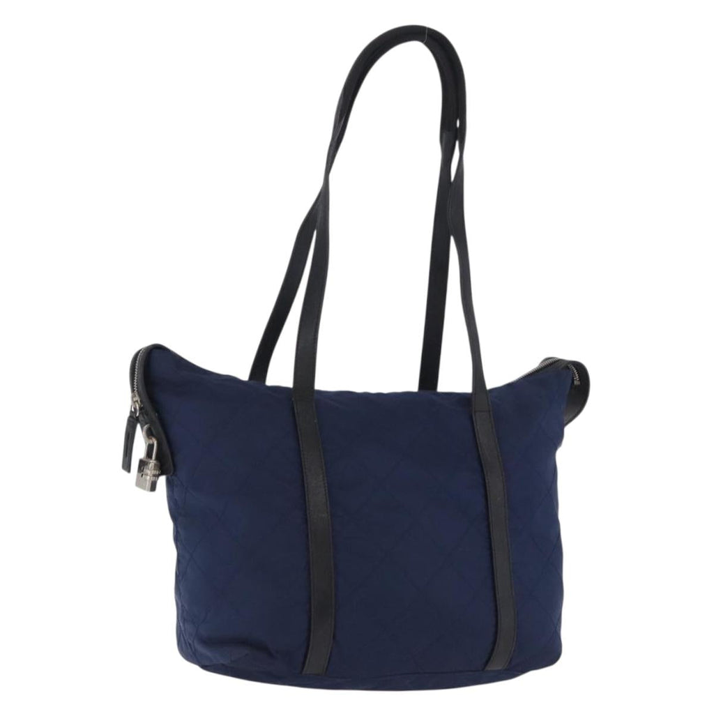 PRADA Tote Bag Nylon Navy Silver Auth bs34796