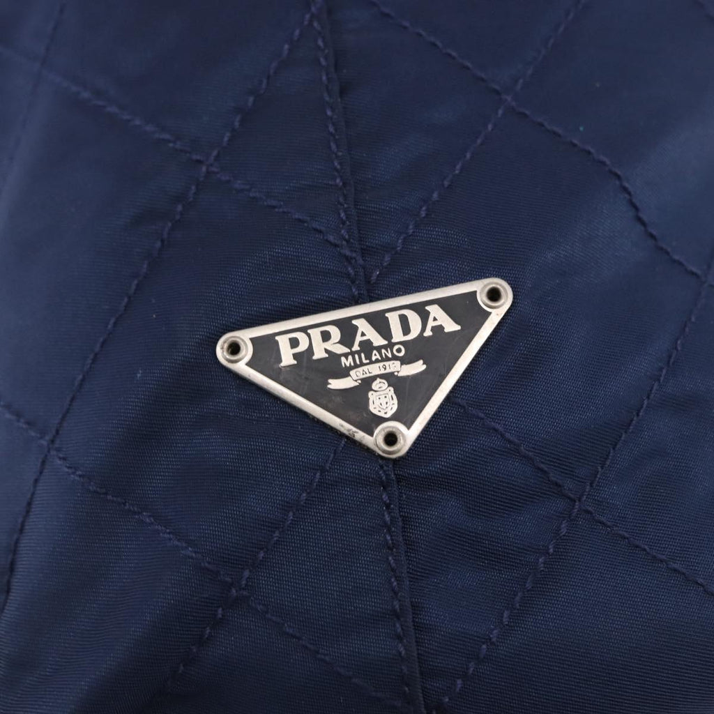 PRADA Tote Bag Nylon Navy Silver Auth bs34796
