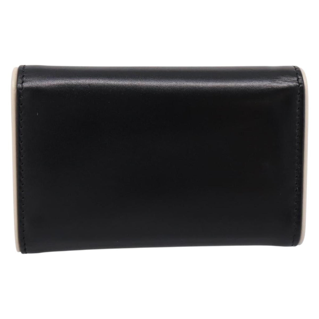 PRADA Key Case Leather Black Silver Auth bs36853
