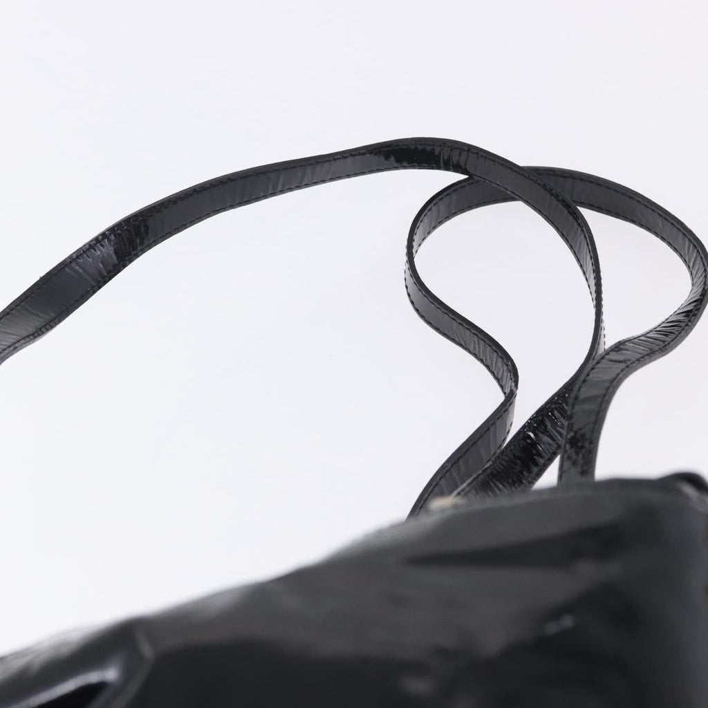 PRADA Backpack Patent Leather Black Silver Auth bs36857