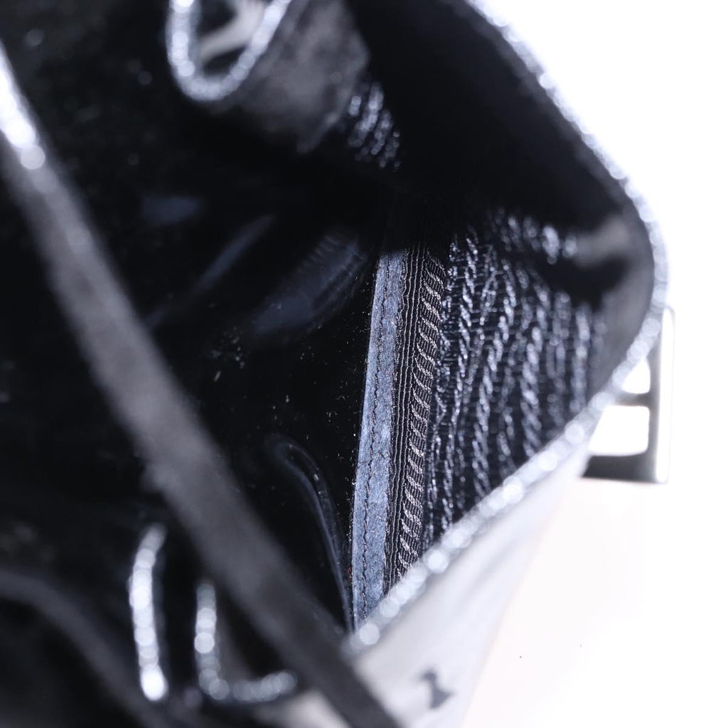 PRADA Backpack Patent Leather Black Silver Auth bs36857
