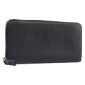 PRADA Long Wallet Safiano Leather Black Silver Auth bs36866