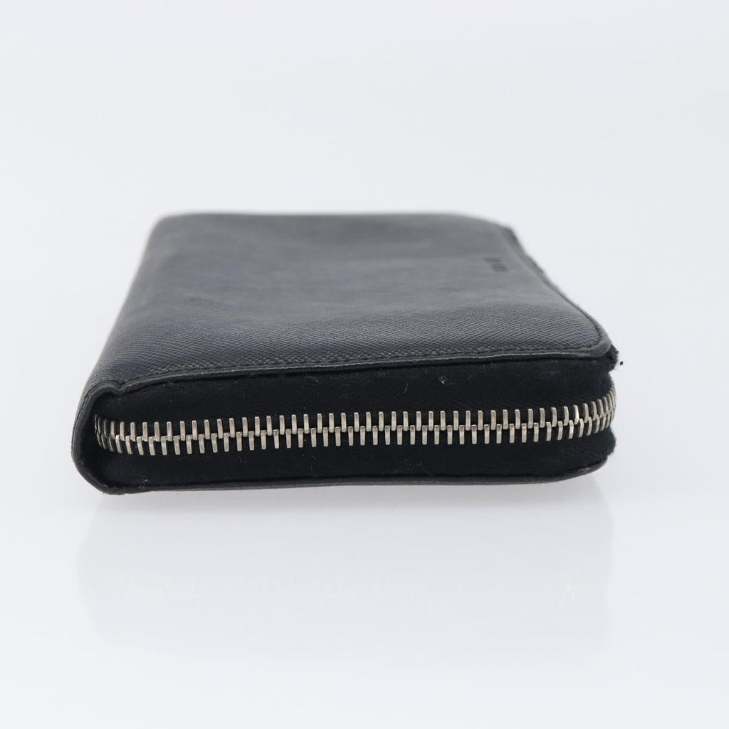 PRADA Long Wallet Safiano Leather Black Silver Auth bs36866