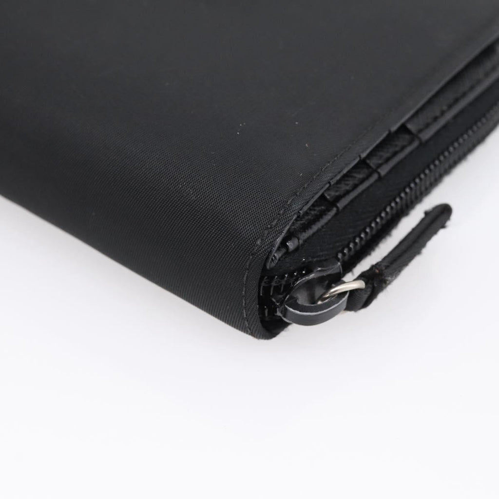PRADA Bifold Wallet Nylon Black Silver Auth bs36914