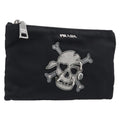 PRADA Pouch Nylon Black Silver Auth bs37334