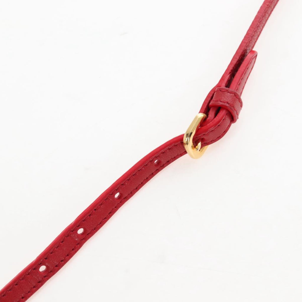 PRADA Hand Bag Leather 2way Red Gold Auth bs37504V