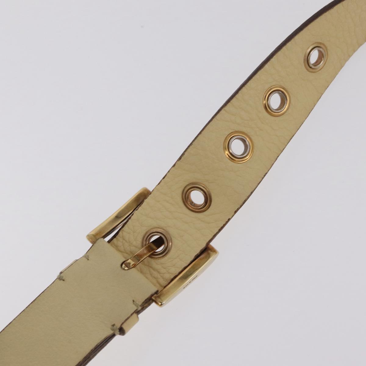PRADA Shoulder Bag Leather Ivory Gold Auth bs37534