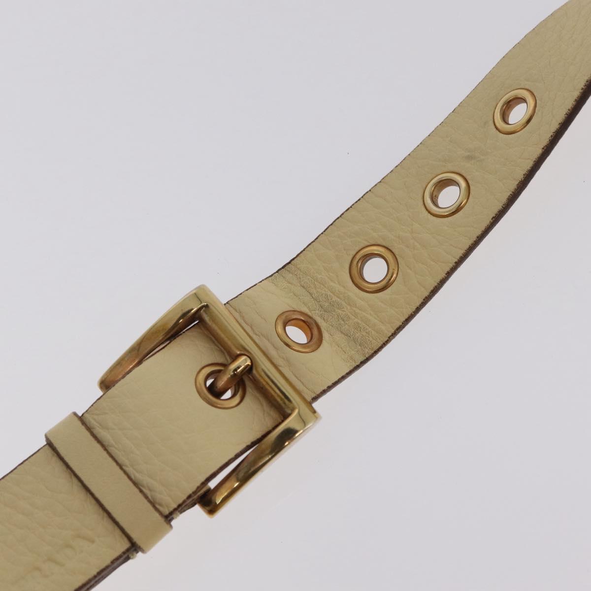 PRADA Shoulder Bag Leather Ivory Gold Auth bs37534