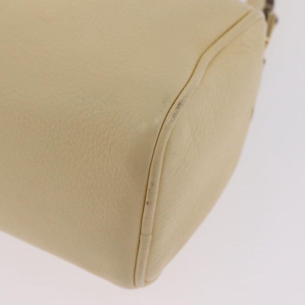 PRADA Shoulder Bag Leather Ivory Gold Auth bs37534