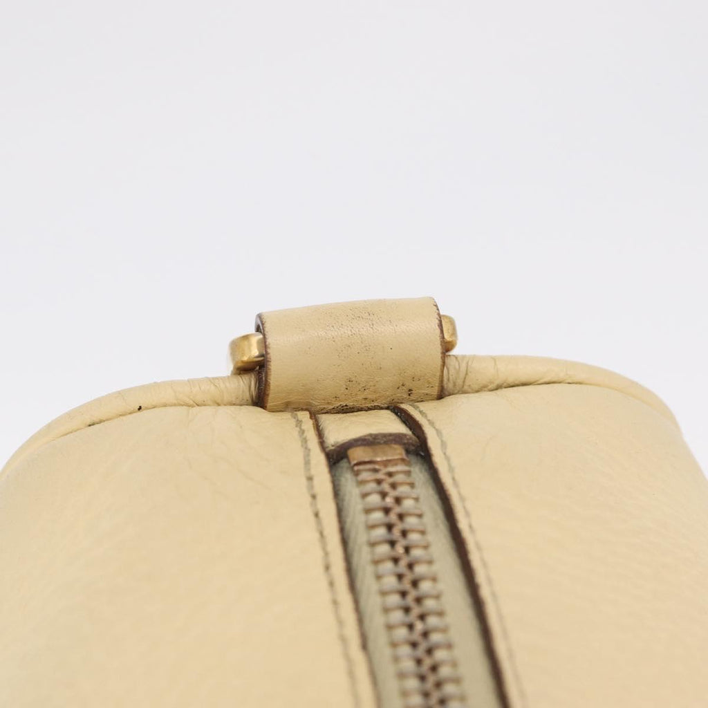 PRADA Shoulder Bag Leather Ivory Gold Auth bs37534