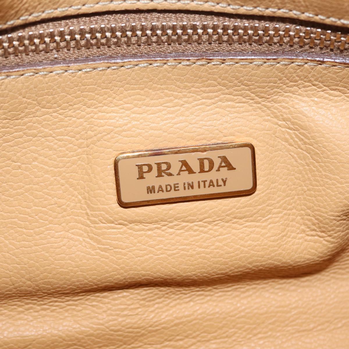PRADA Shoulder Bag Leather Ivory Gold Auth bs37534
