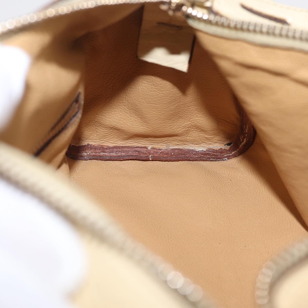 PRADA Shoulder Bag Leather Ivory Gold Auth bs37534