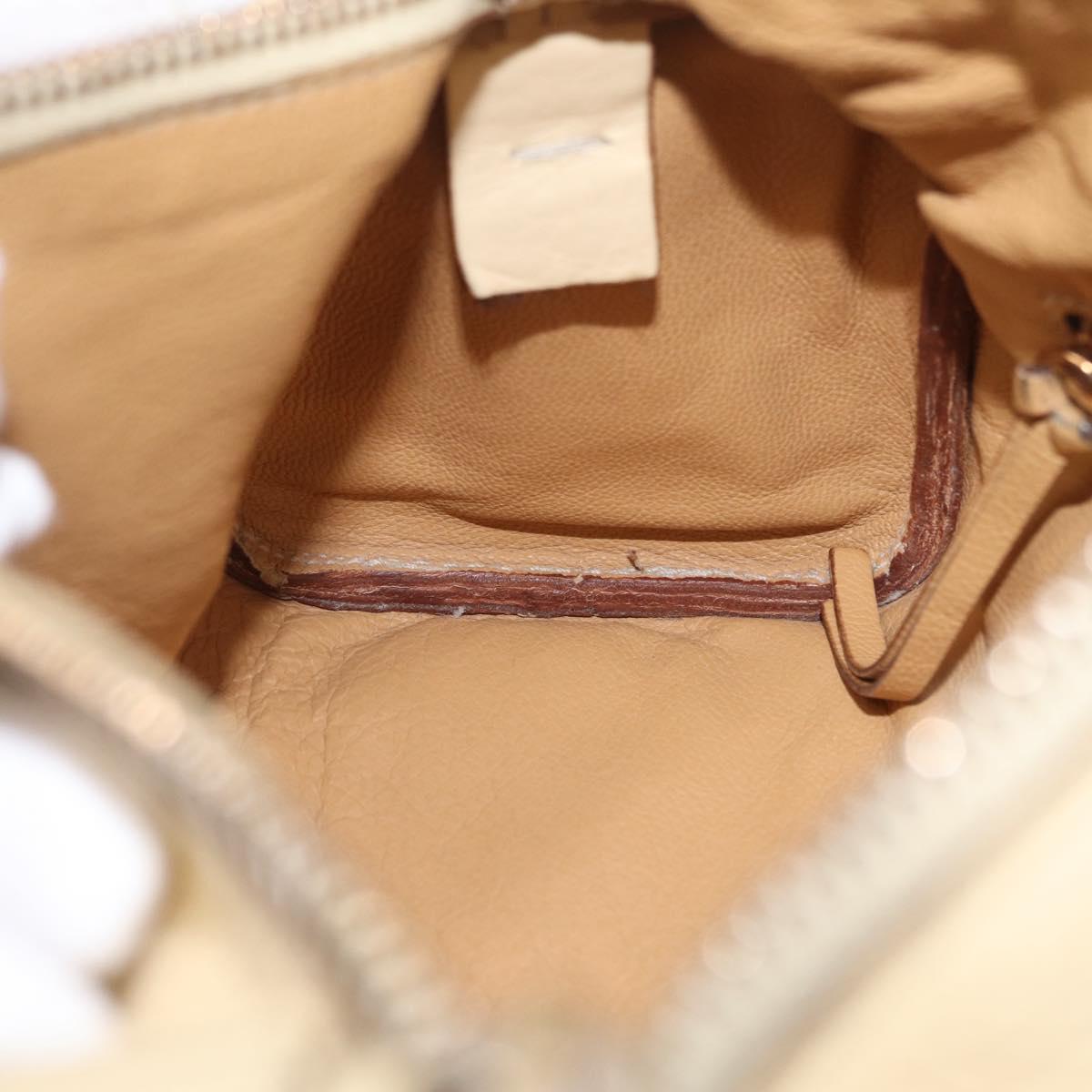PRADA Shoulder Bag Leather Ivory Gold Auth bs37534