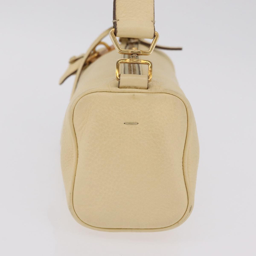 PRADA Shoulder Bag Leather Ivory Gold Auth bs37534