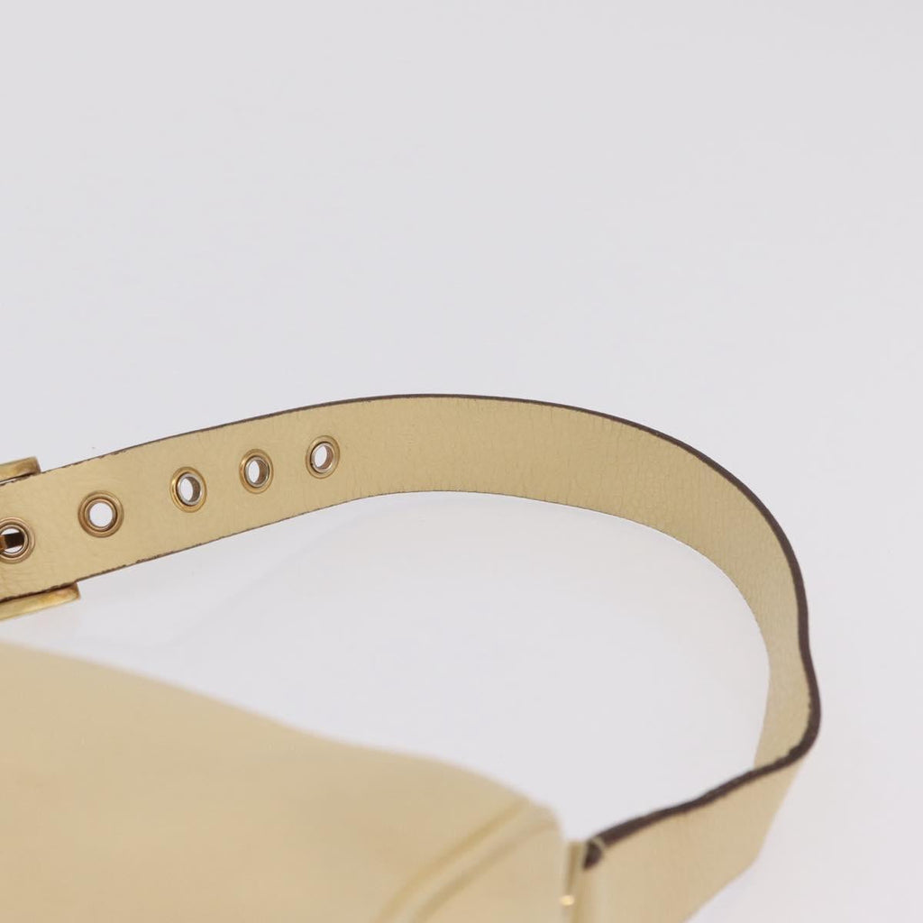 PRADA Shoulder Bag Leather Ivory Gold Auth bs37534