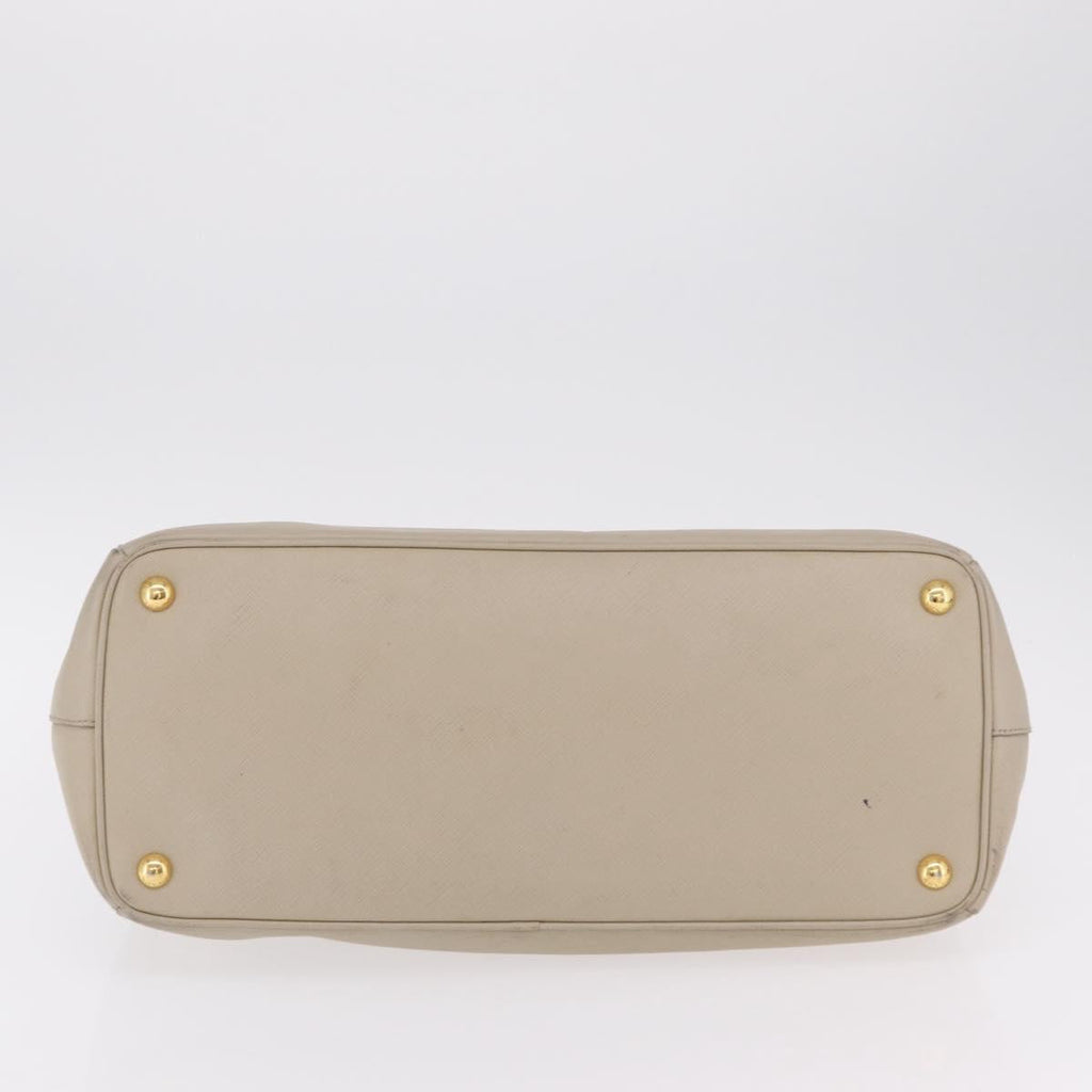 PRADA Hand Bag Saffiano Beige Gold Auth bs37538