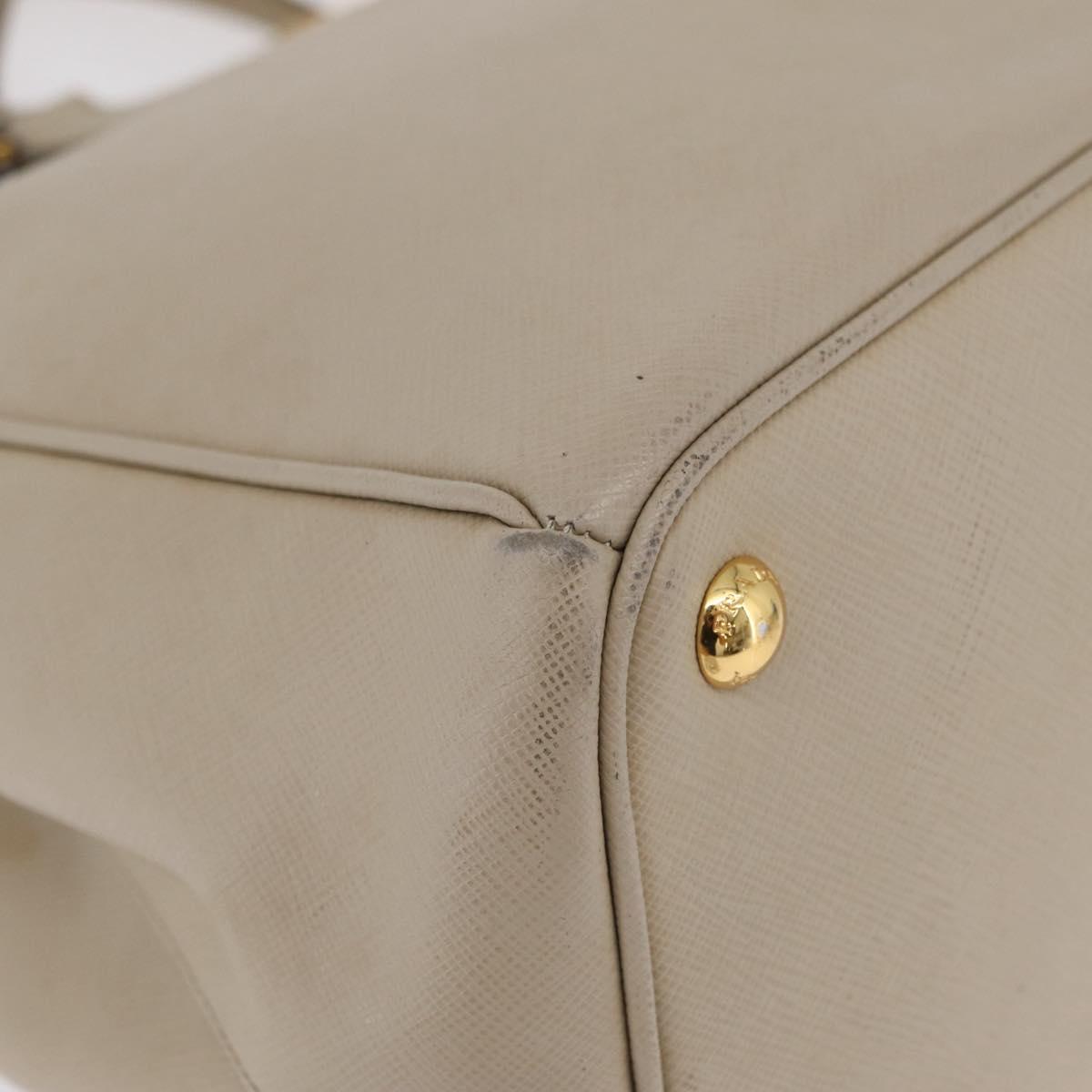 PRADA Hand Bag Saffiano Beige Gold Auth bs37538