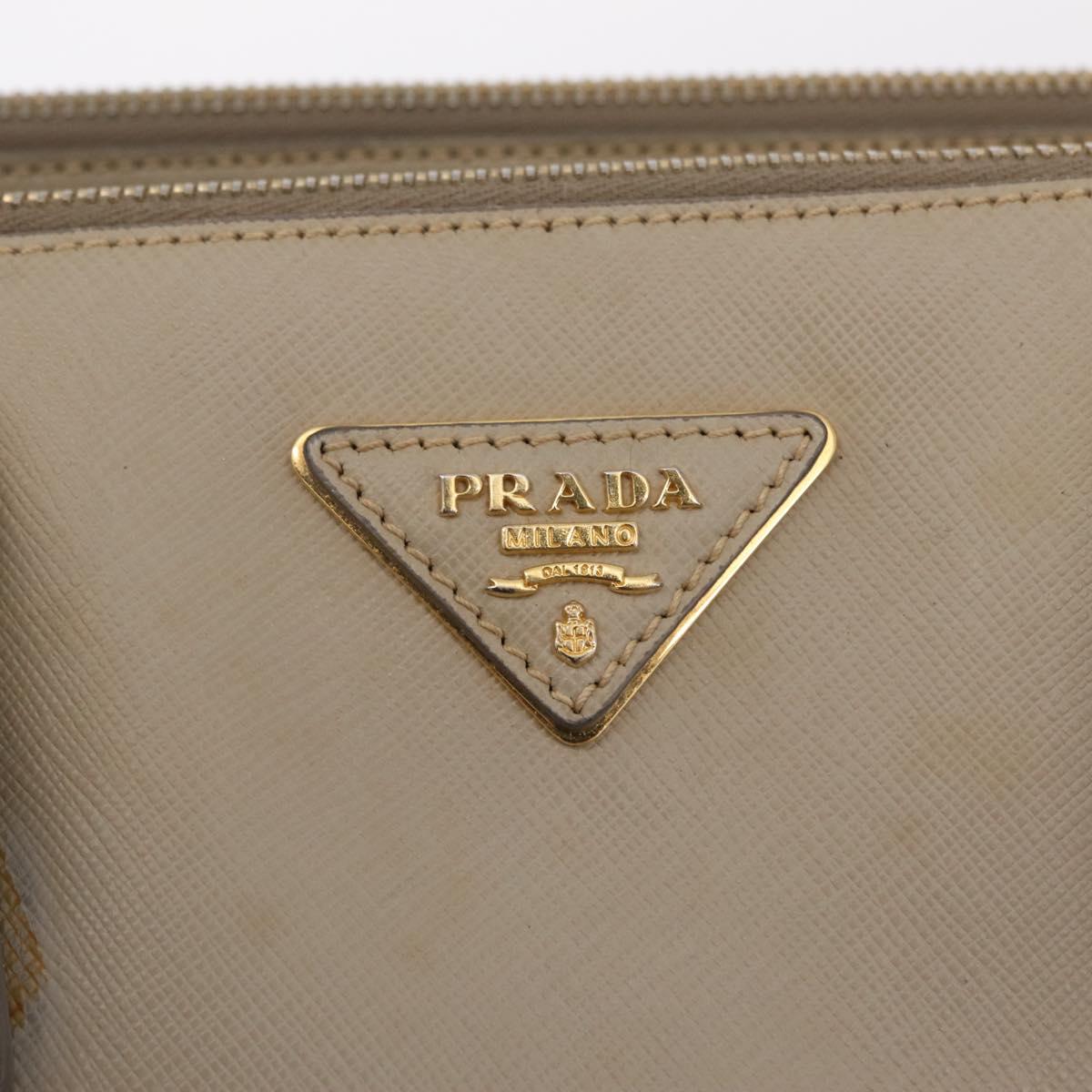 PRADA Hand Bag Saffiano Beige Gold Auth bs37538