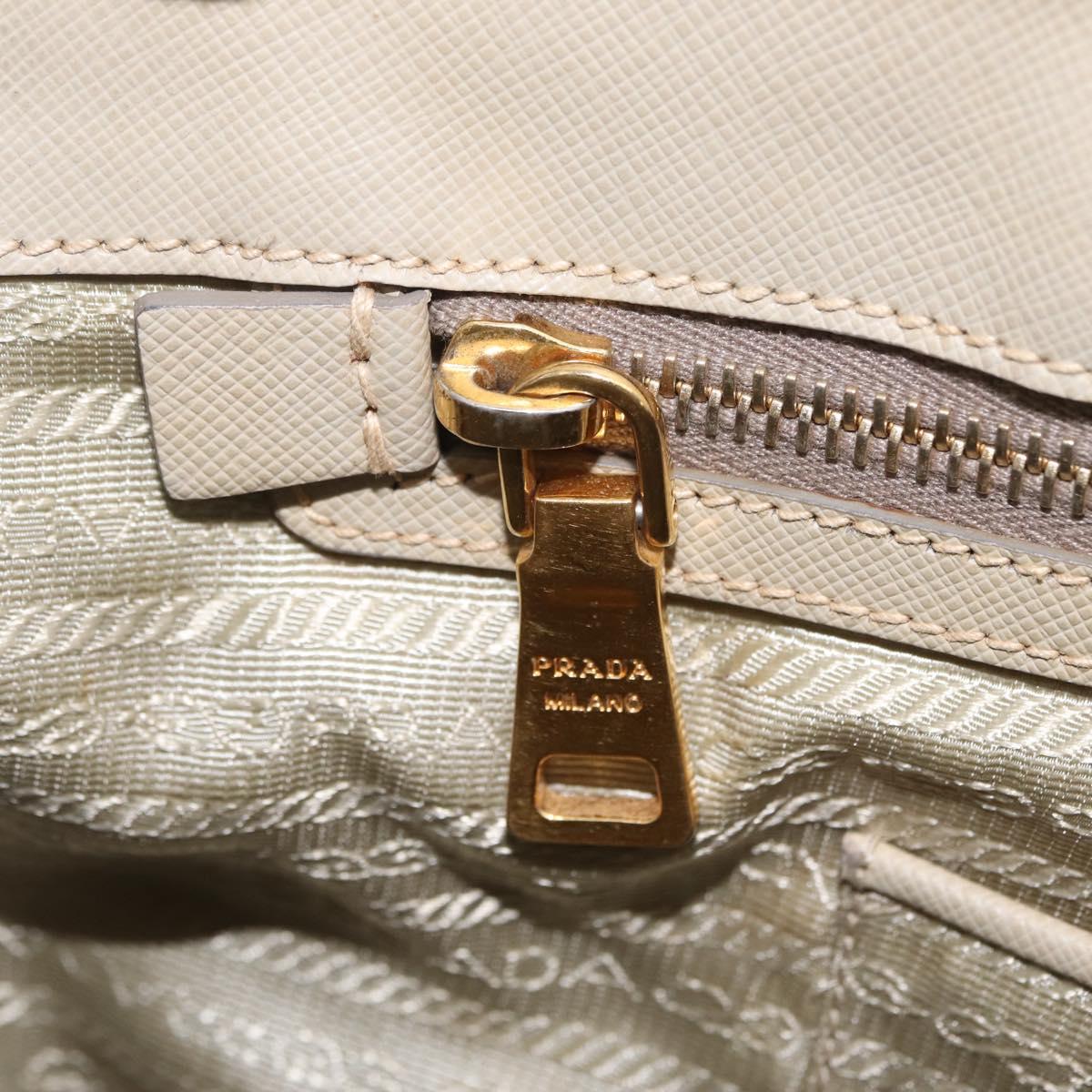 PRADA Hand Bag Saffiano Beige Gold Auth bs37538