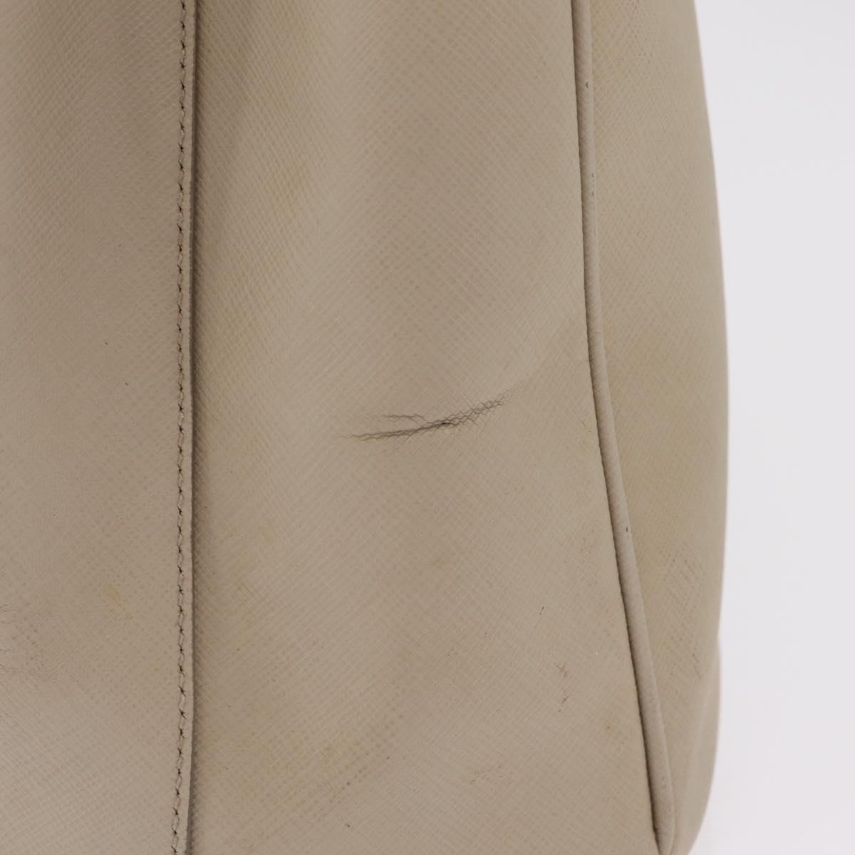PRADA Hand Bag Saffiano Beige Gold Auth bs37538