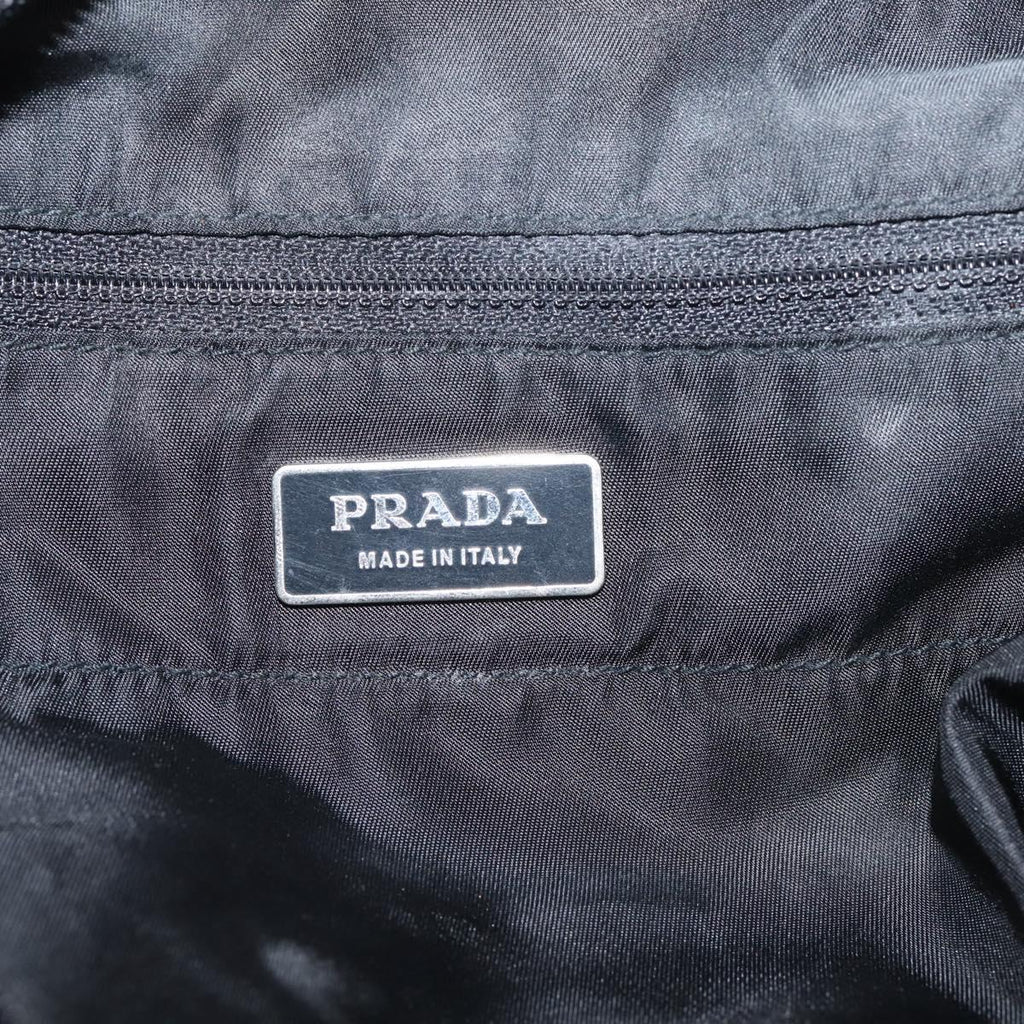 PRADA Tote Bag Nylon Black Silver Auth bs37600