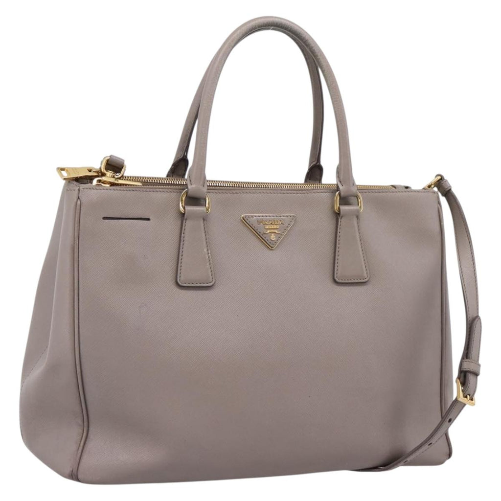 PRADA Hand Bag Saffiano leather 2way Gray Gold Auth bs37671