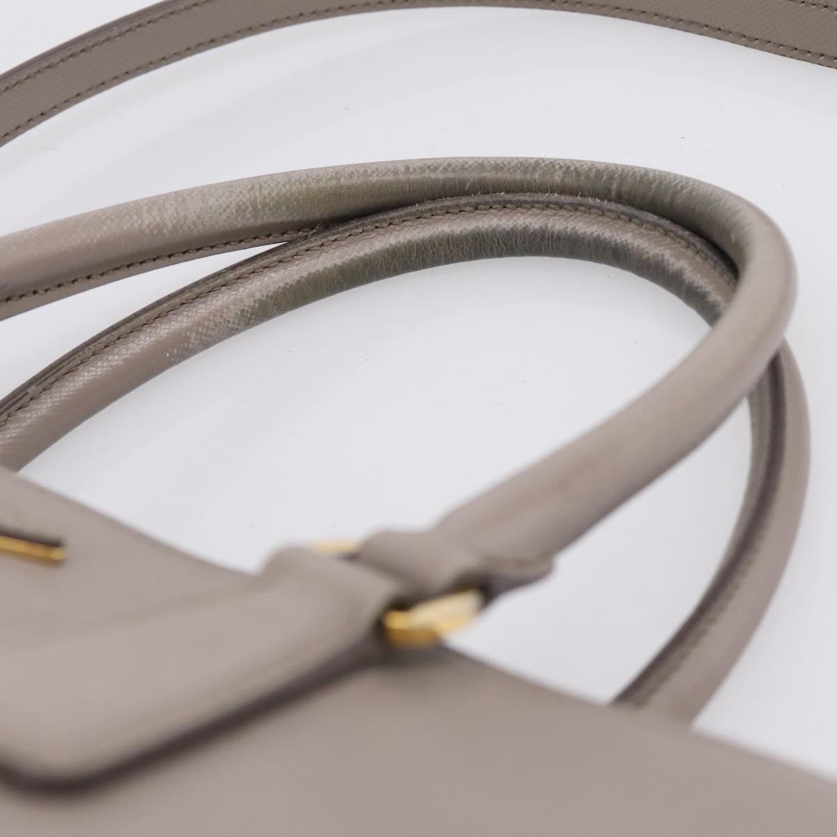 PRADA Hand Bag Saffiano leather 2way Gray Gold Auth bs37671