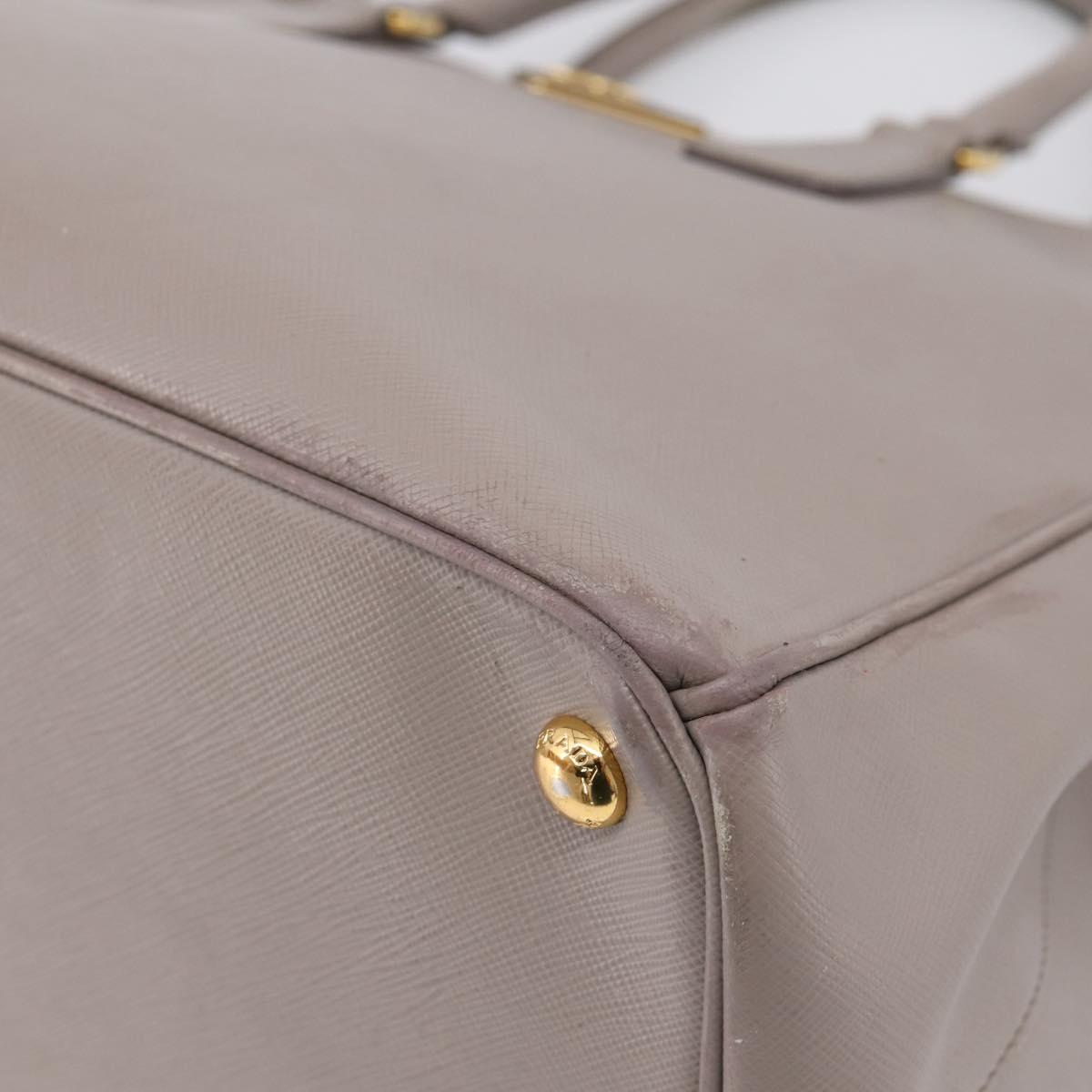 PRADA Hand Bag Saffiano leather 2way Gray Gold Auth bs37671