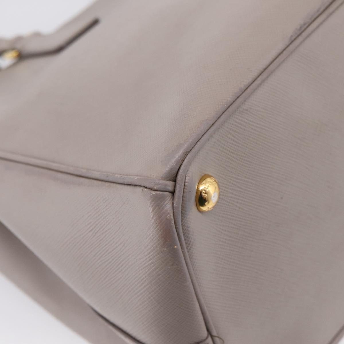 PRADA Hand Bag Saffiano leather 2way Gray Gold Auth bs37671