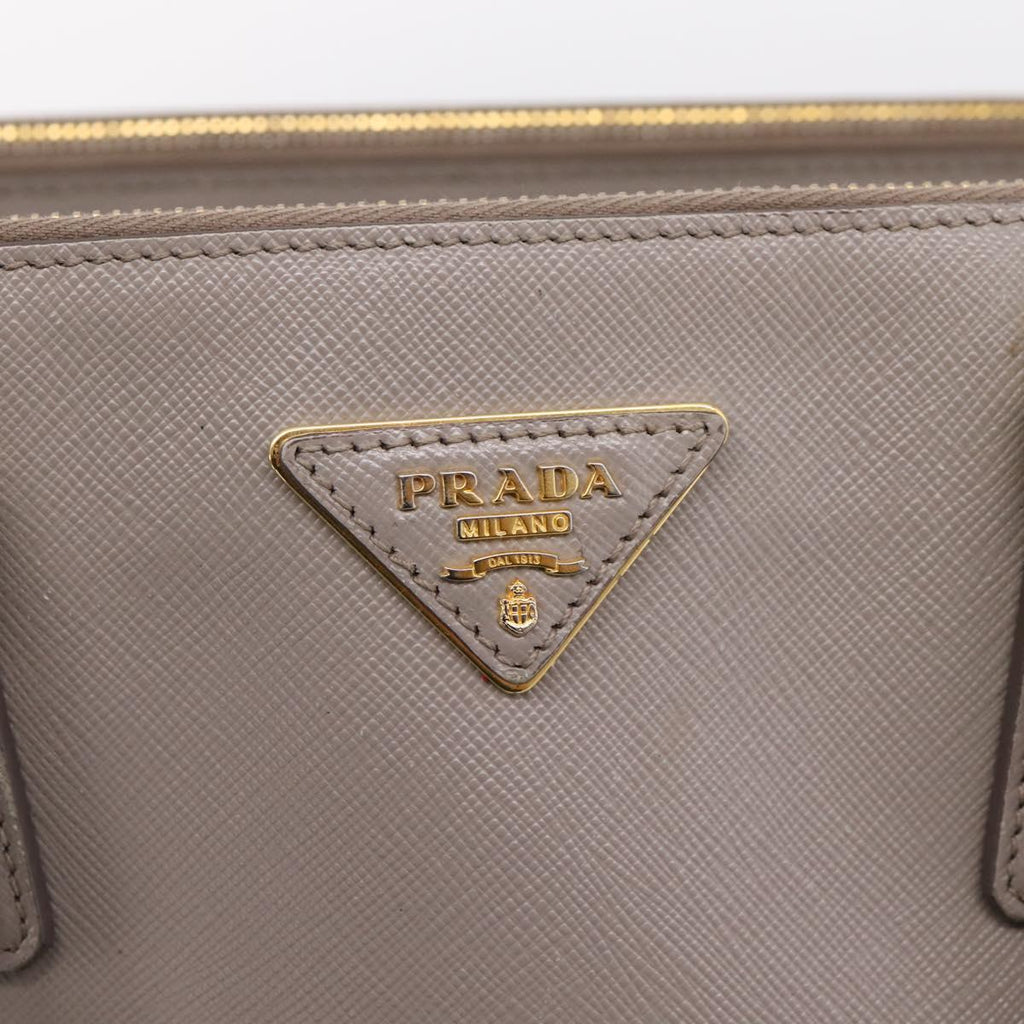 PRADA Hand Bag Saffiano leather 2way Gray Gold Auth bs37671
