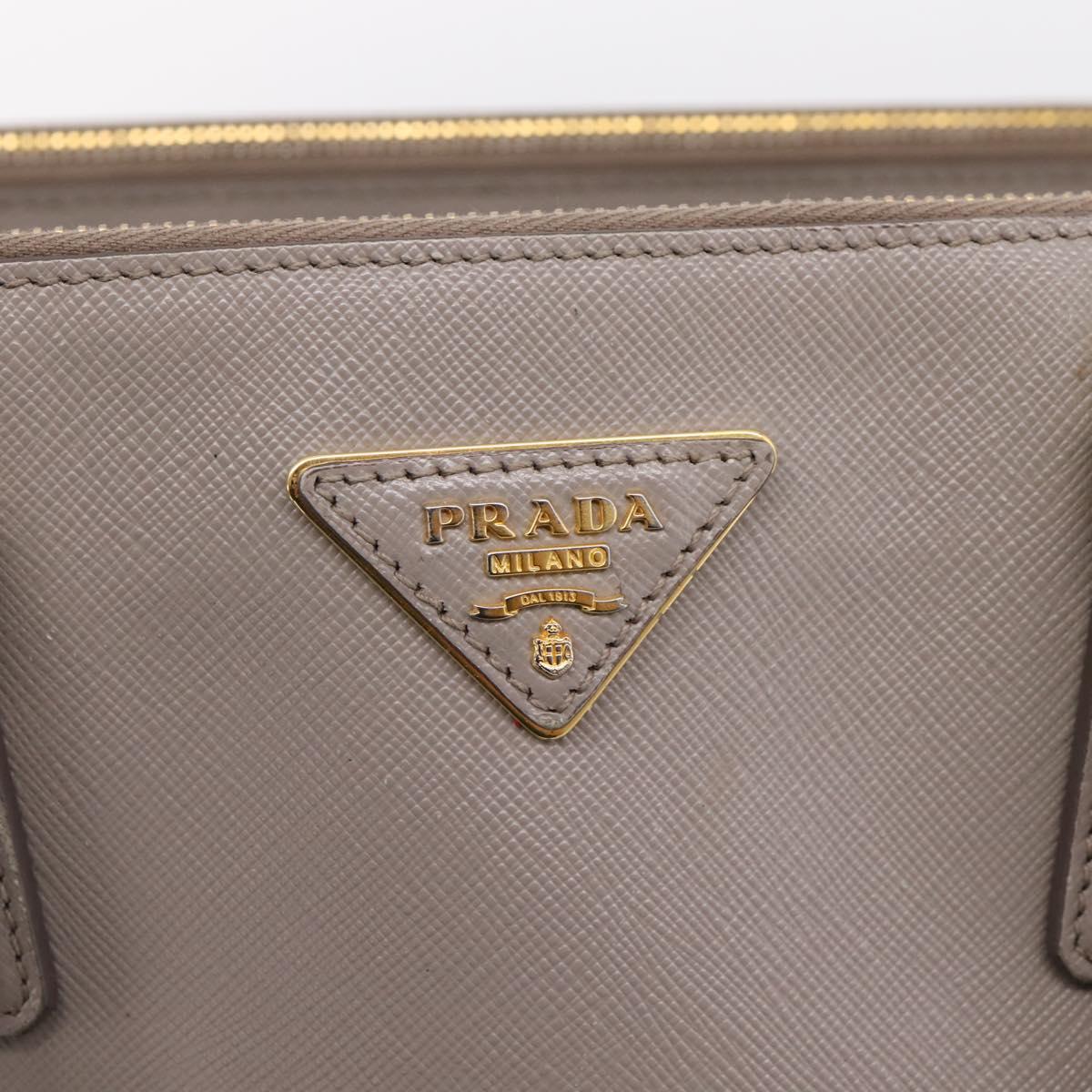 PRADA Hand Bag Saffiano leather 2way Gray Gold Auth bs37671