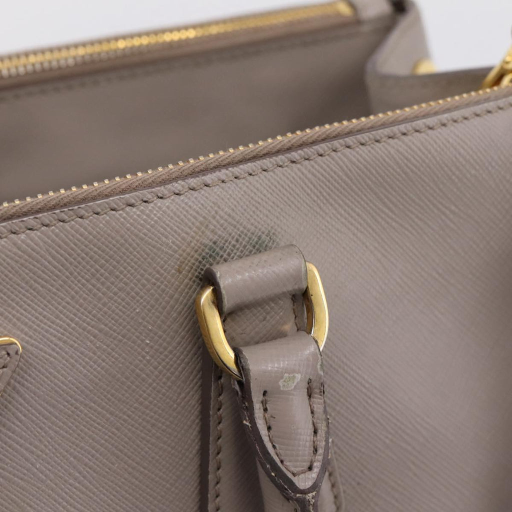 PRADA Hand Bag Saffiano leather 2way Gray Gold Auth bs37671