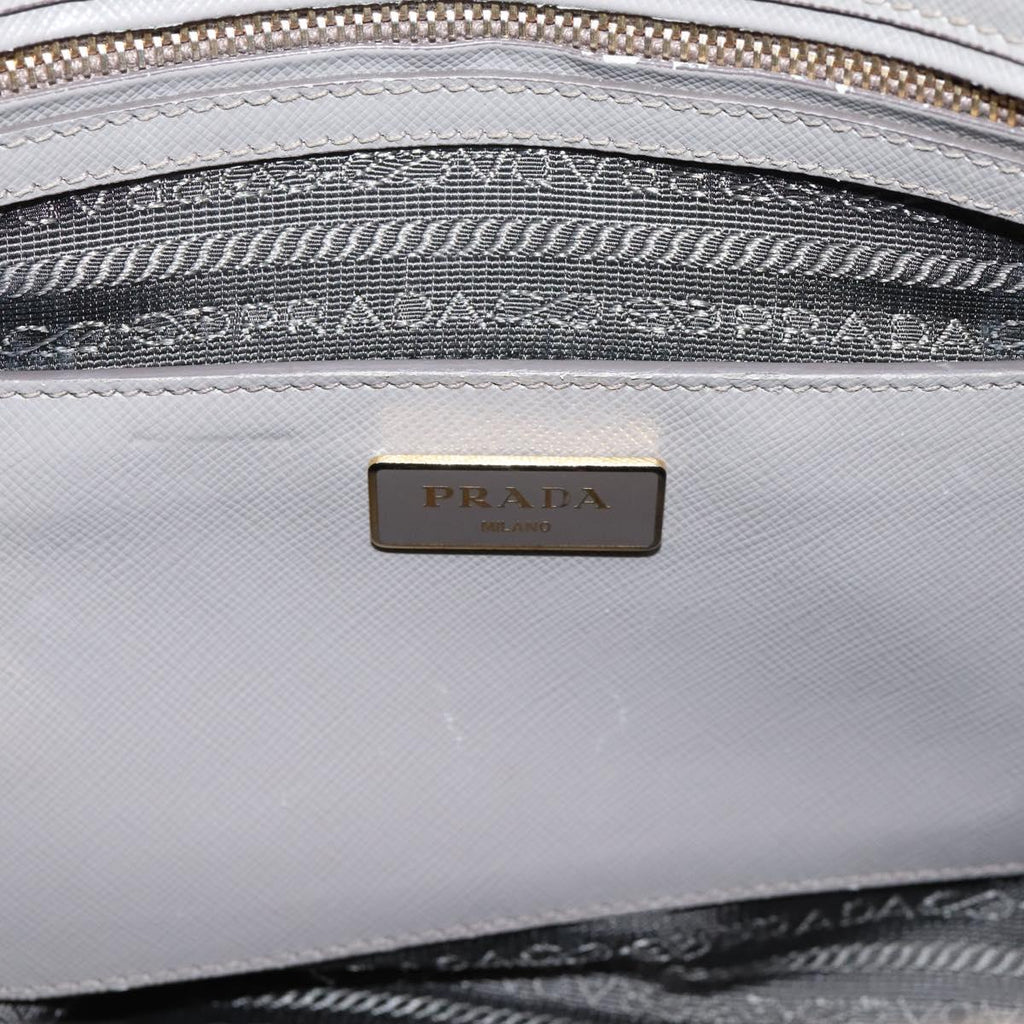 PRADA Hand Bag Saffiano leather 2way Gray Gold Auth bs37671