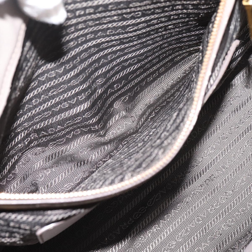 PRADA Hand Bag Saffiano leather 2way Gray Gold Auth bs37671