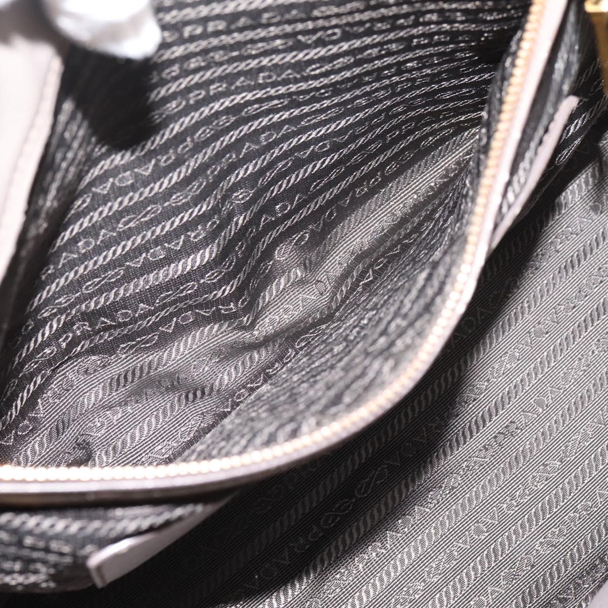 PRADA Hand Bag Saffiano leather 2way Gray Gold Auth bs37671